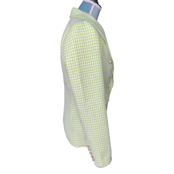 NWT House of Harlow 1960 Lime Green Houndstooth Blazer - Size Small - Picture 8 of 12